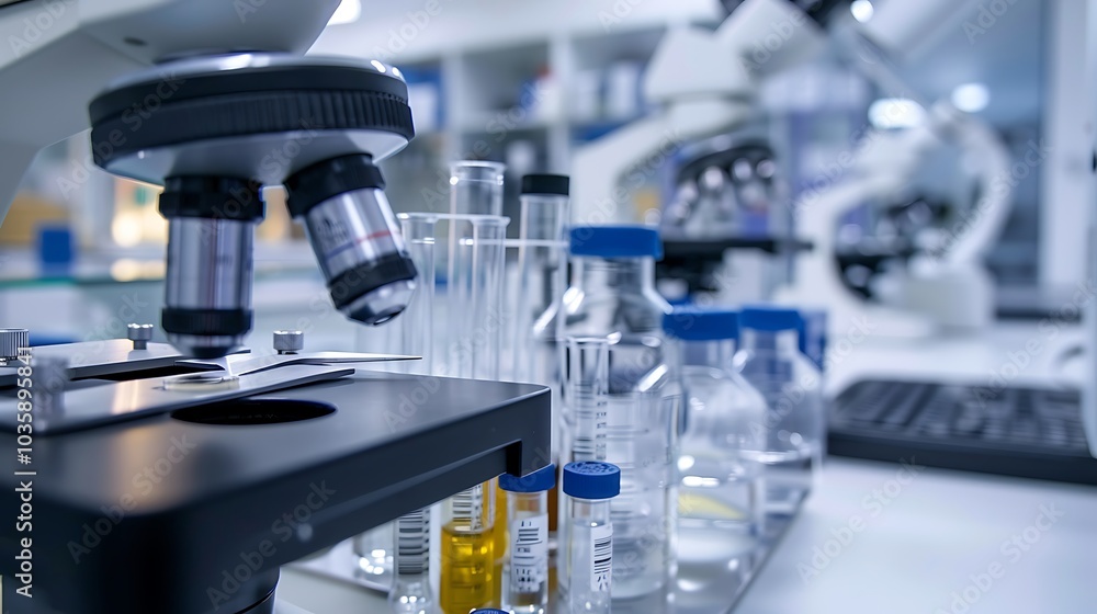 Scientific precision tools in focus, captured in high definition with a clean and detailed laboratory setting Scientific precision tools in focus, captured in high definition with a clean and detailed laboratory setting