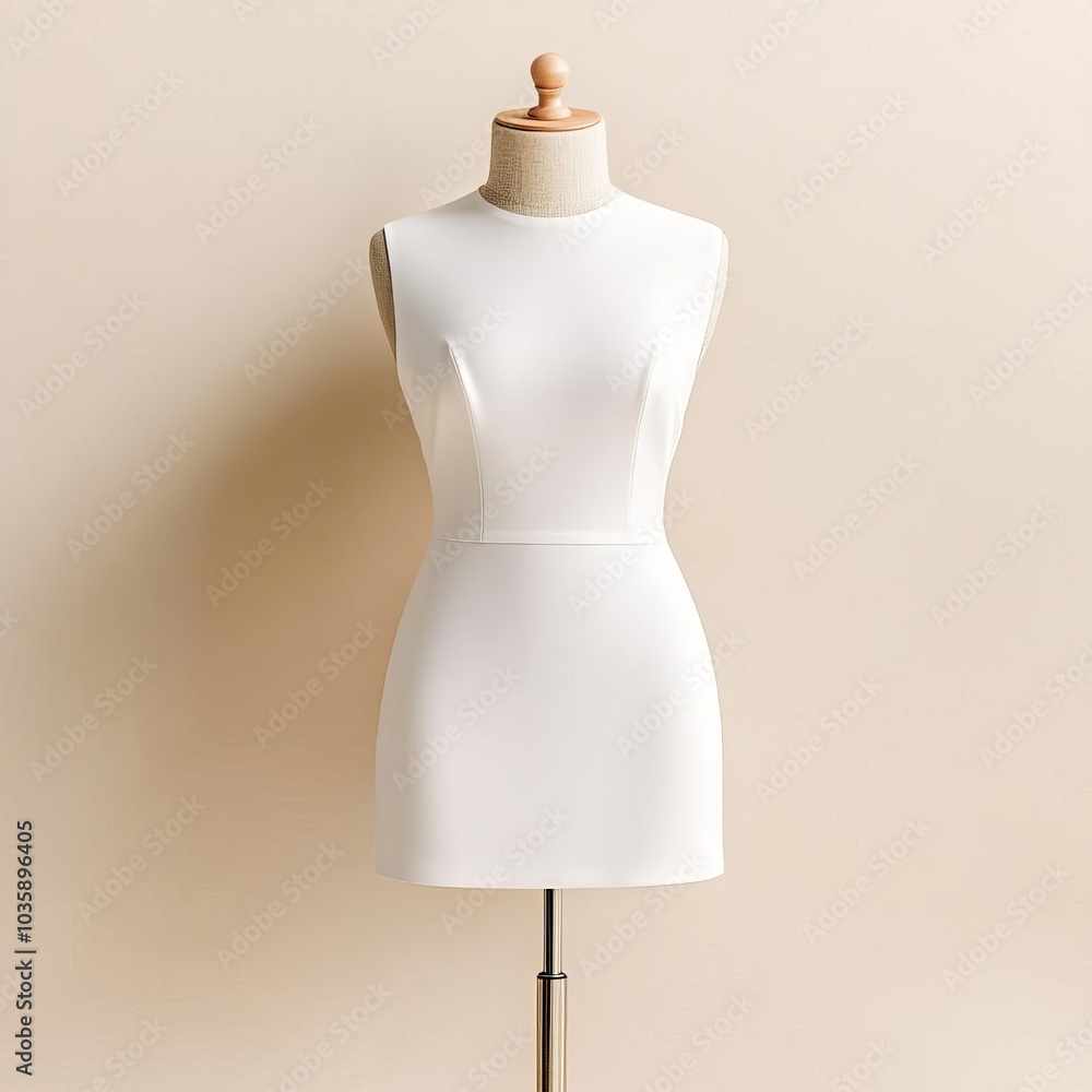 Minimalist blank mini skirt on mannequin, isolated on light beige background, smooth fabric for customization Minimalist blank mini skirt on mannequin, isolated on light beige background, smooth fabric for customization