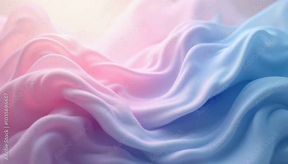 Soft Pastel Pink and Blue Silk Fabric Waves, Abstract Background for Wedding Invitation, Baby Shower, or Feminine Brand Design. Soft Pastel Pink and Blue Silk Fabric Waves, Abstract Background for Wedding Invitation, Baby Shower, or Feminine Brand Design.