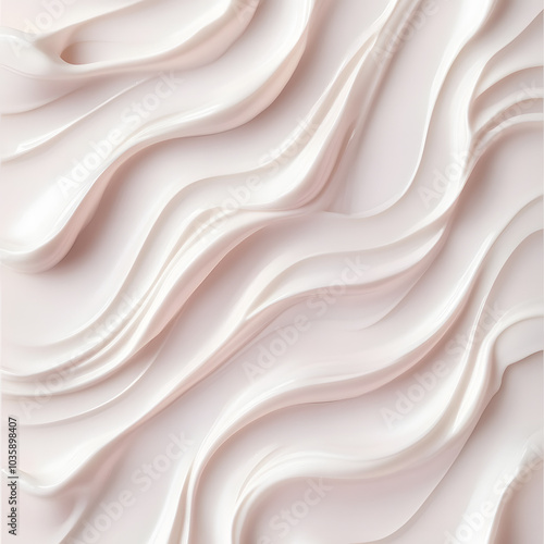 Soft Elegance: Wavy Facial Cream Texture on White Surface