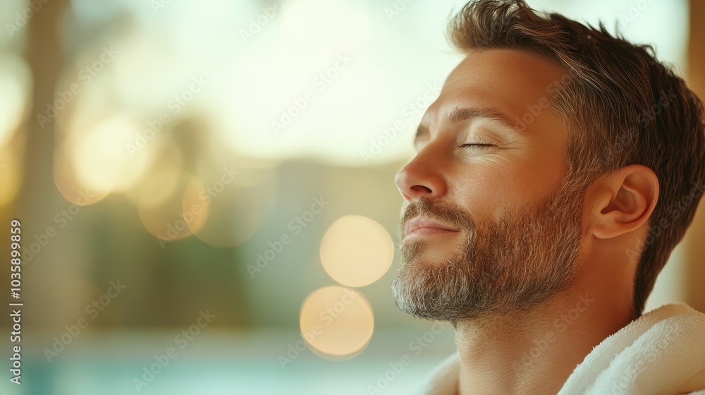 Relaxed Man Enjoying Positive Moments Relaxed Man Enjoying Positive Moments