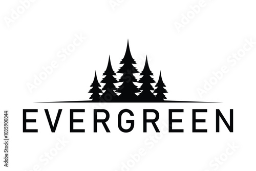 pine evergreen fir hemlock spruce cypress larch pinus tree forest vintage retro hipster Logo design