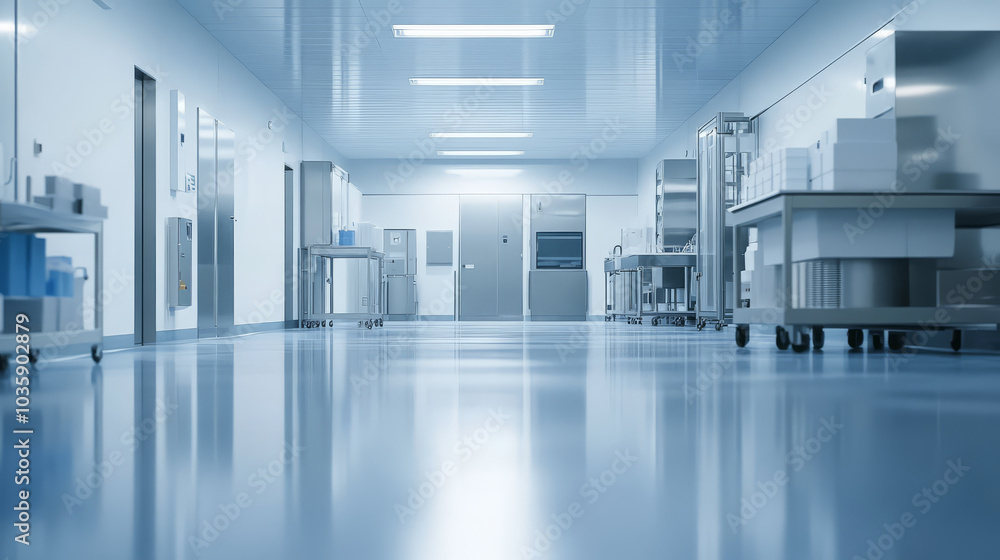 modern, sterile laboratory with stainless steel equipment and bright lighting, showcasing clean and organized environment for pharmaceutical production modern, sterile laboratory with stainless steel equipment and bright lighting, showcasing clean and organized environment for pharmaceutical production