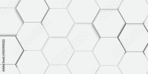 Abstract white background with hexagon and hexagonal background. vector abstract pattern with hexagonal white and gray technology line paper background. Luxury honeycomb grid White Pattern. 