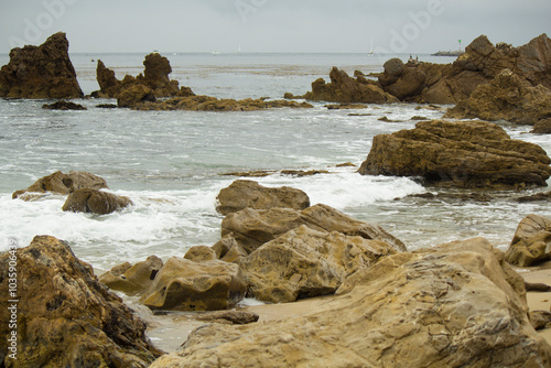 Rocks on the beach in Huntington Beach