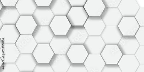 Abstract white background with hexagon and hexagonal background. vector abstract pattern with hexagonal white and gray technology line paper background.  Luxury honeycomb grid White Pattern. 