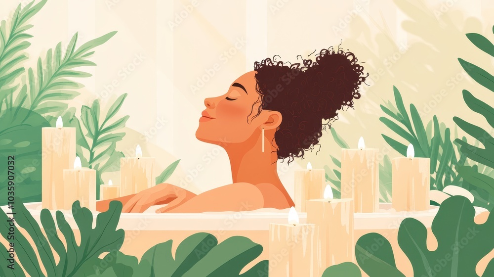 Relaxing Moment in a Serene Bath Environment Relaxing Moment in a Serene Bath Environment