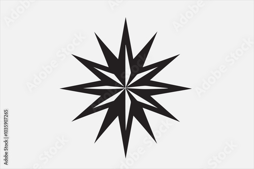 A bold geometric black star symbol.