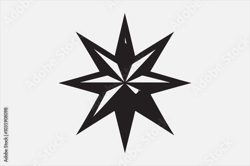 A bold geometric black star symbol.