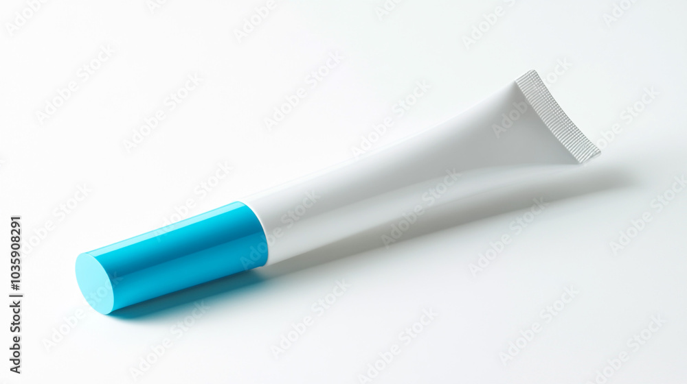 White Tube with Blue Cap on White Background Product Mockup White Tube with Blue Cap on White Background Product Mockup