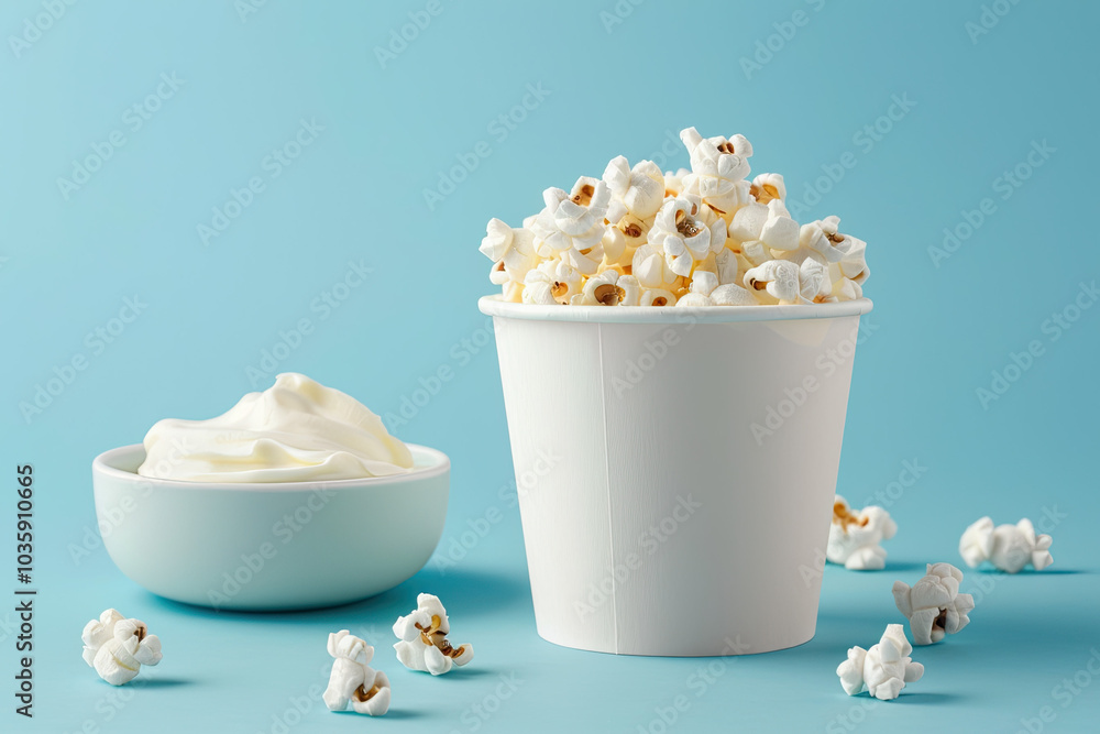 Box of Popcorn Mockup, high-end and customizable with realistic high-resolution rendering, ideal for branding, packaging design, and snack presentations, AI Generative Box of Popcorn Mockup, high-end and customizable with realistic high-resolution rendering, ideal for branding, packaging design, and snack presentations, AI Generative