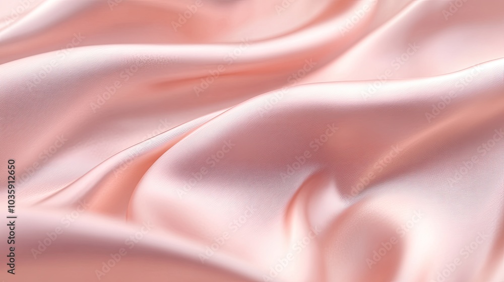 Fototapeta premium Blurred satin fabric in soft pastel pinks, offering a smooth texture that enhances the feeling of luxury and refinement