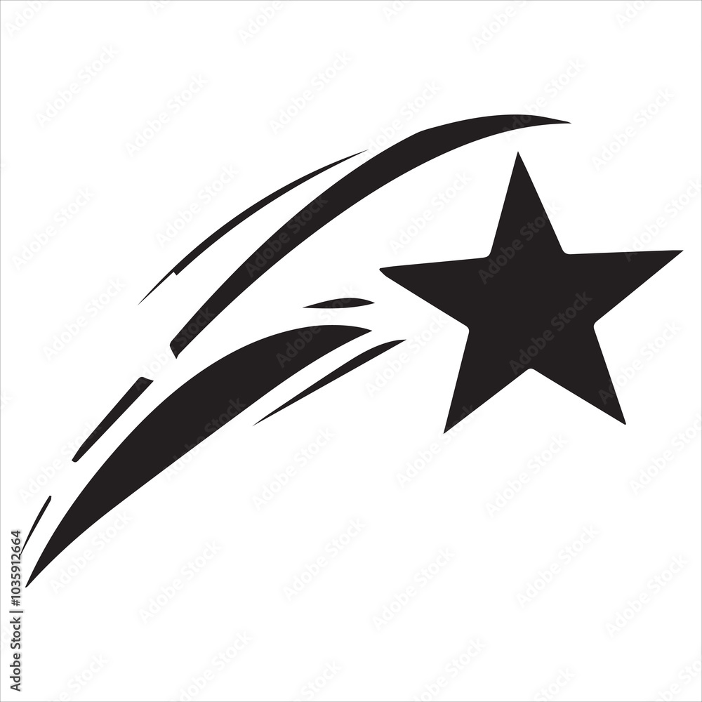 
simple logo of a a shooting star, on a white background