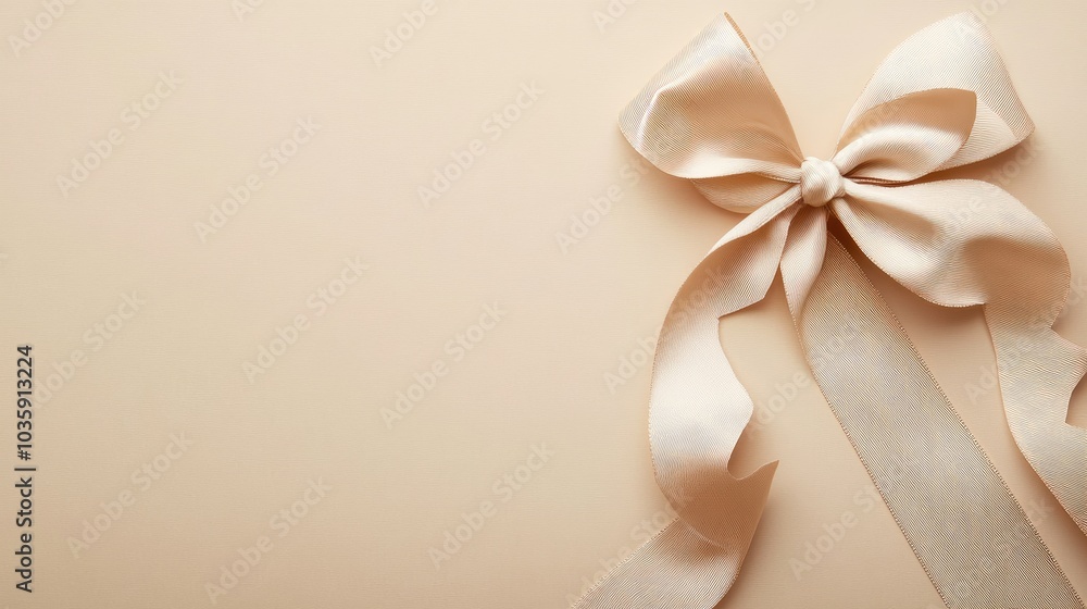 Chic and elegant background with a delicate ribbon, featuring ample space for custom holiday greetings or text in a refined setting Chic and elegant background with a delicate ribbon, featuring ample space for custom holiday greetings or text in a refined setting