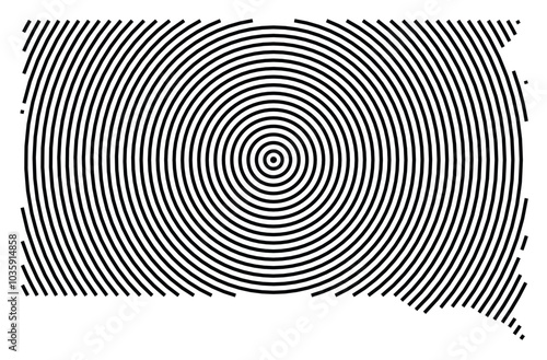 Wallpaper Mural Symbol Map of the State South Dakota (United States of America) showing the state with a series of circular black lines on white background Torontodigital.ca