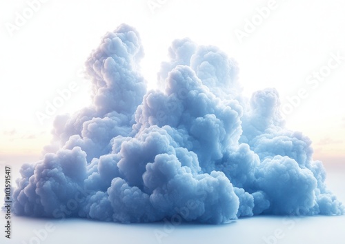 Serene fluffy cloud formation against a soft pastel sky.