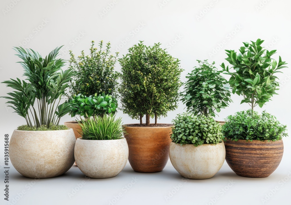 A diverse collection of lush green potted plants on display, offering a refreshing touch to any indoor setting. A diverse collection of lush green potted plants on display, offering a refreshing touch to any indoor setting.