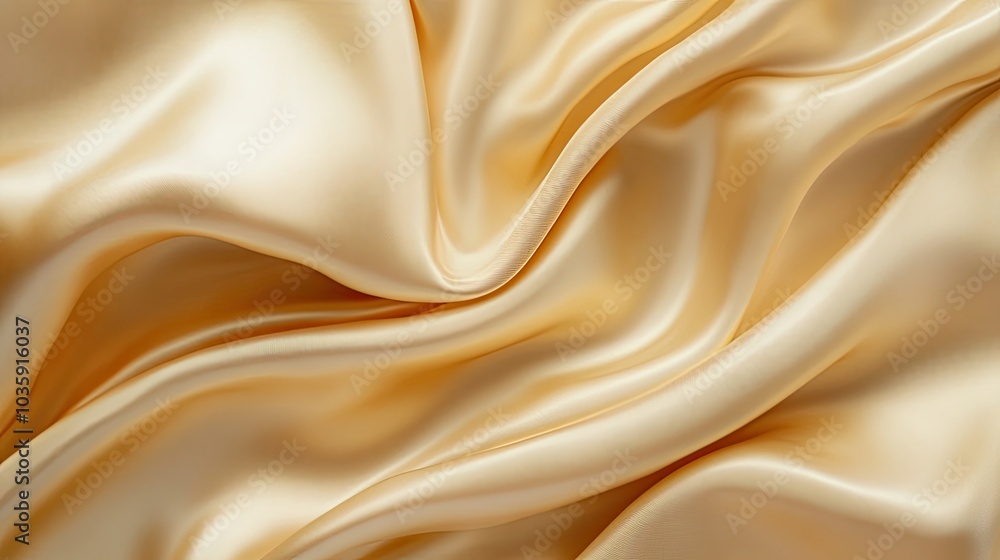 Smooth satin background in rich gold and beige tones, creating a luxurious and blurred fabric texture that exudes warmth and elegance Smooth satin background in rich gold and beige tones, creating a luxurious and blurred fabric texture that exudes warmth and elegance