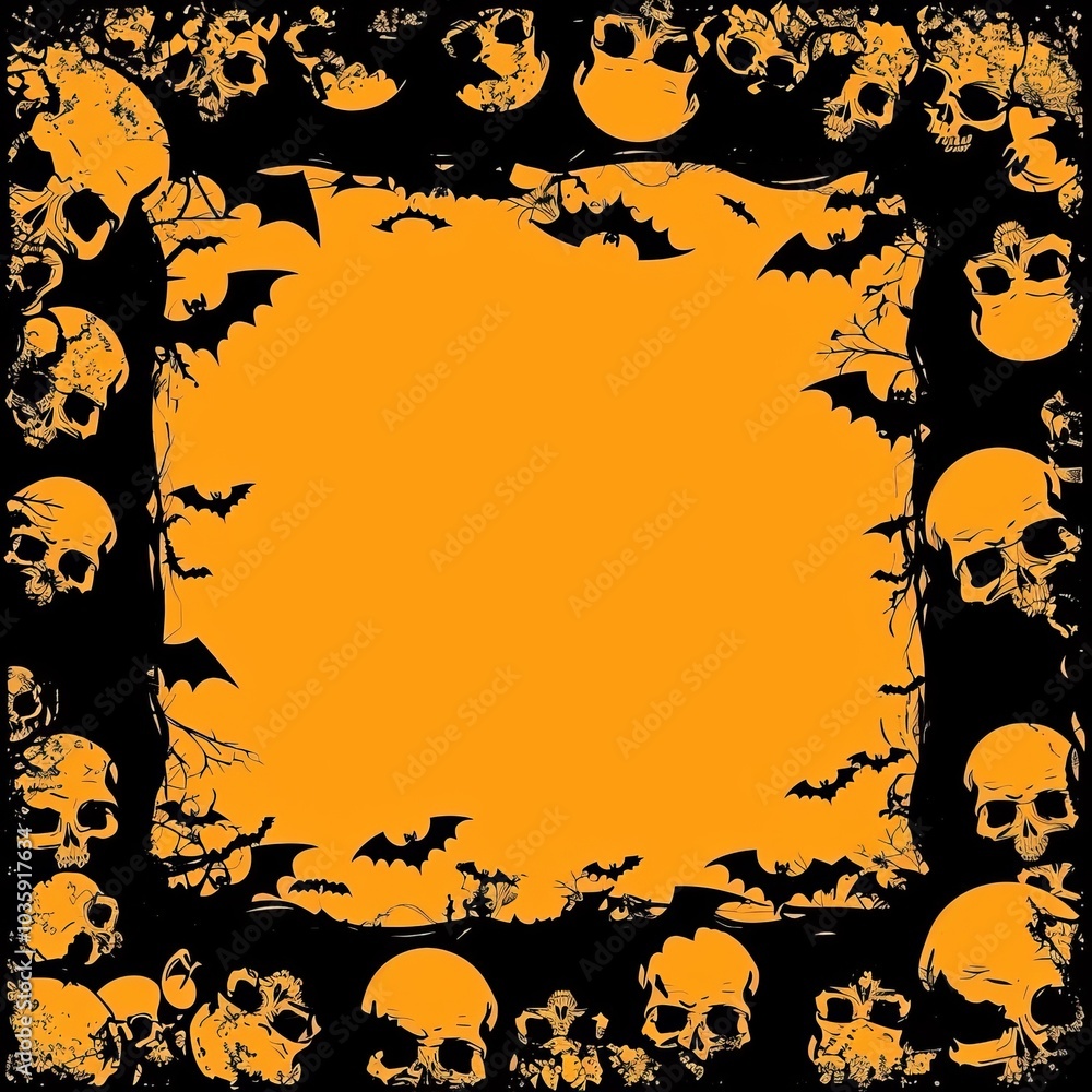 Background for Halloween with border of skull pumpkin Background for Halloween with border of skull pumpkin