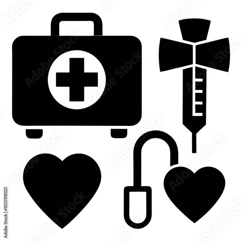 Medical and health care icon set vector illustration.
