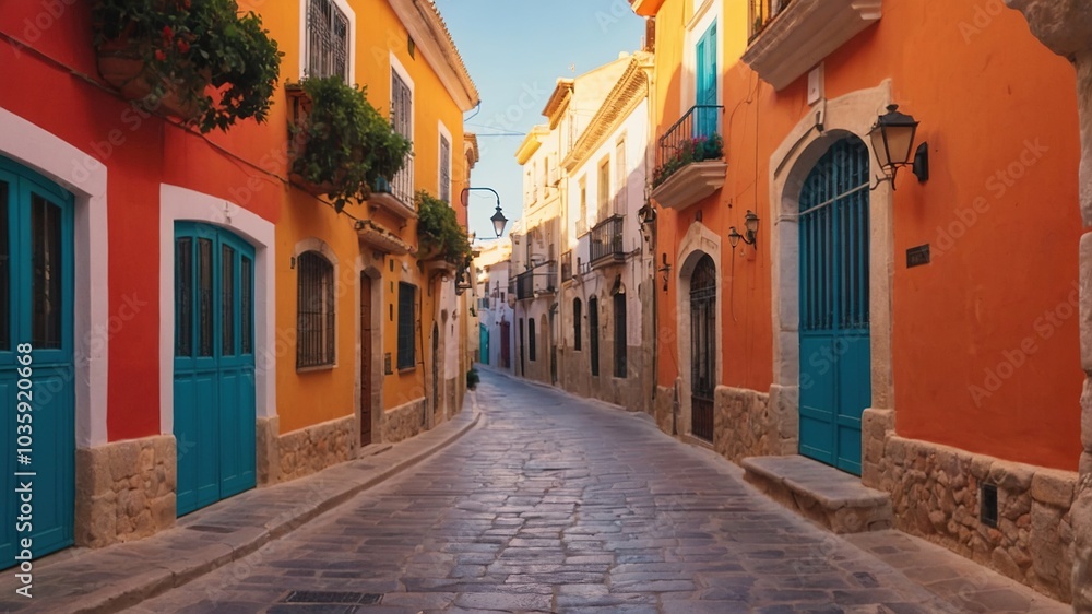 Charming Old Town Street in Villajoyosa, Spain Charming Old Town Street in Villajoyosa, Spain