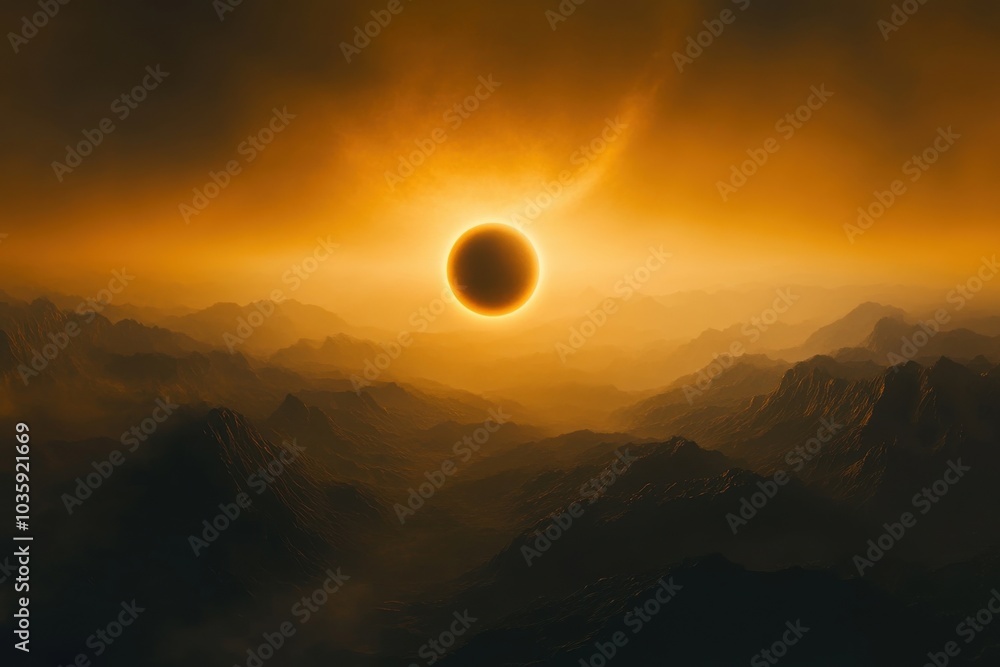 Stunning solar eclipse in a misty sky revealing vibrant colors and tones during the celestial event Stunning solar eclipse in a misty sky revealing vibrant colors and tones during the celestial event