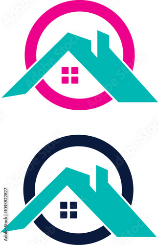 House building realty colorful logo vector