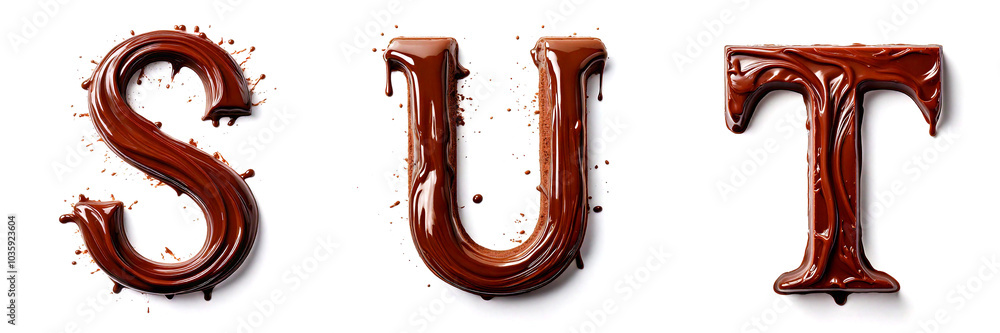 Letters S, T, U. Alphabet Made of Melting Chocolate. Letters S, T, U. Alphabet Made of Melting Chocolate.
