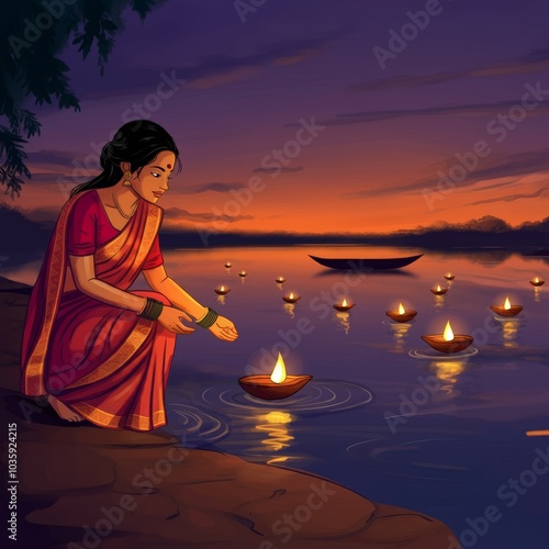 Happy Kartik Purnima Festival Background. Kartik Purnima creative concept.
 photo