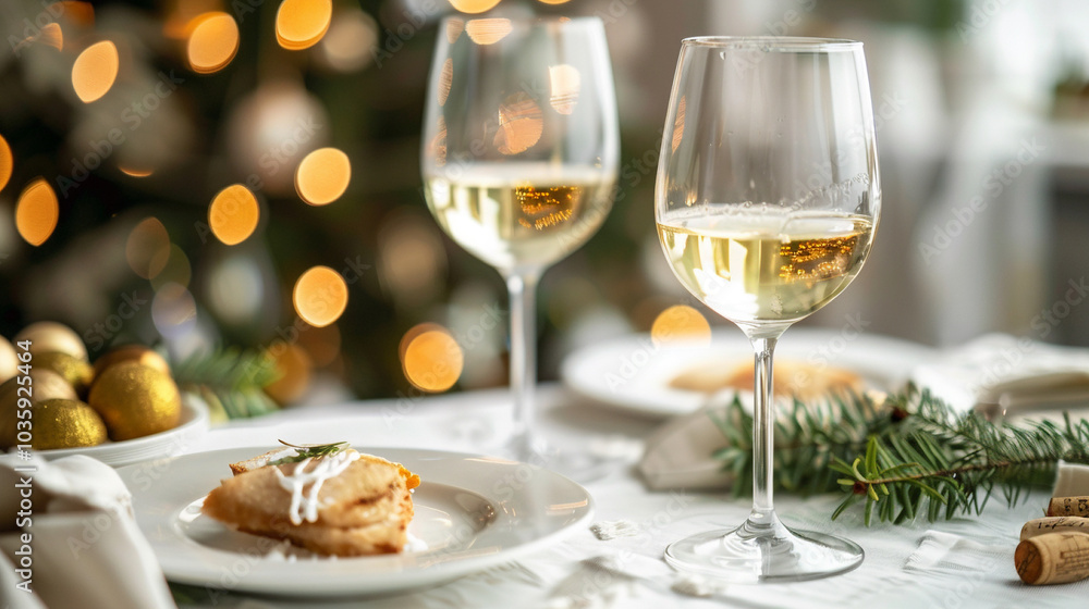 table setting with two glasses of wine table setting with two glasses of wine