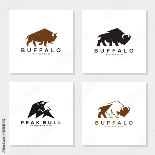 Bull, Cow, Angus, Cattle Head Vector Icon set logo Template