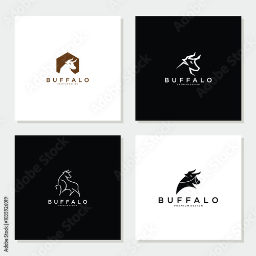 Bull, Cow, Angus, Cattle Head Vector Icon set logo Template