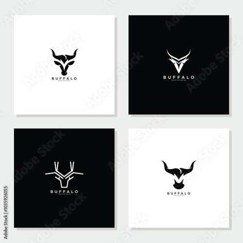 Bull, Cow, Angus, Cattle Head Vector Icon set logo Template