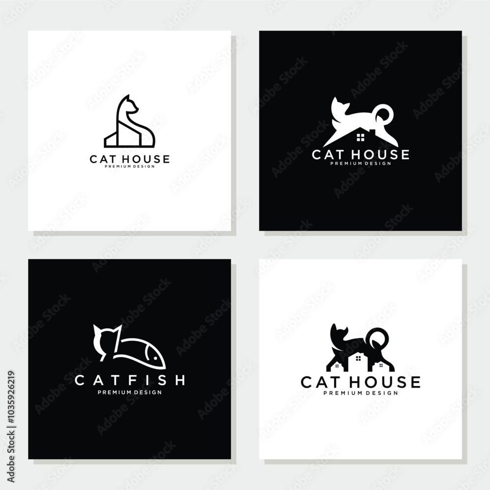 cat logo design collection. pet care negative space style concept element symbol vector illustration. cat logo design collection. pet care negative space style concept element symbol vector illustration.