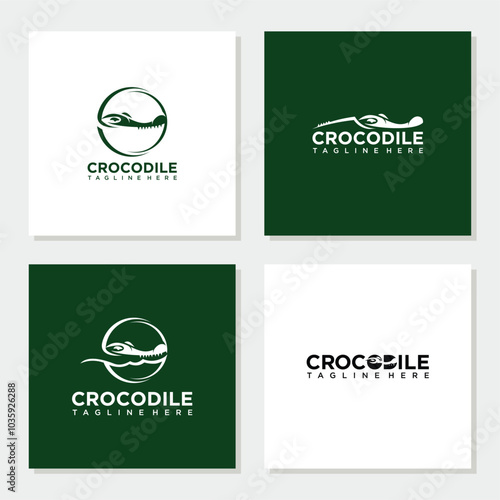 green crocodile logo design collection.