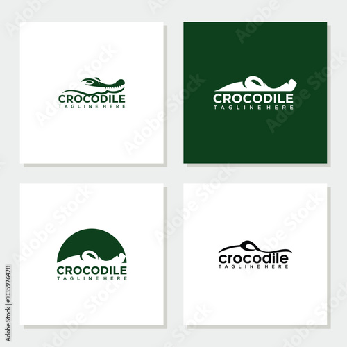 green crocodile logo design collection.