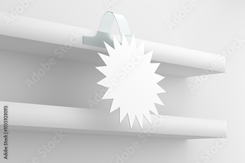 Blank Star Wobbler Mockup White and Empty - 3D Illustration Render