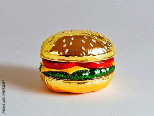 Hamburger shaped cookie jar sitting on top of table photo