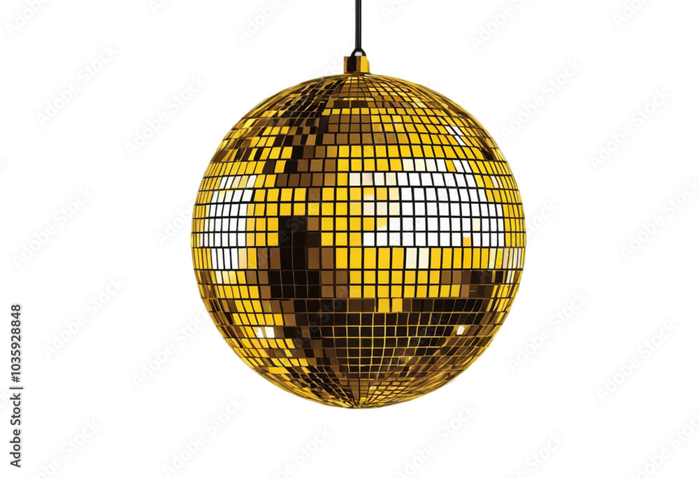 Obraz premium Yellow disco ball transparent background