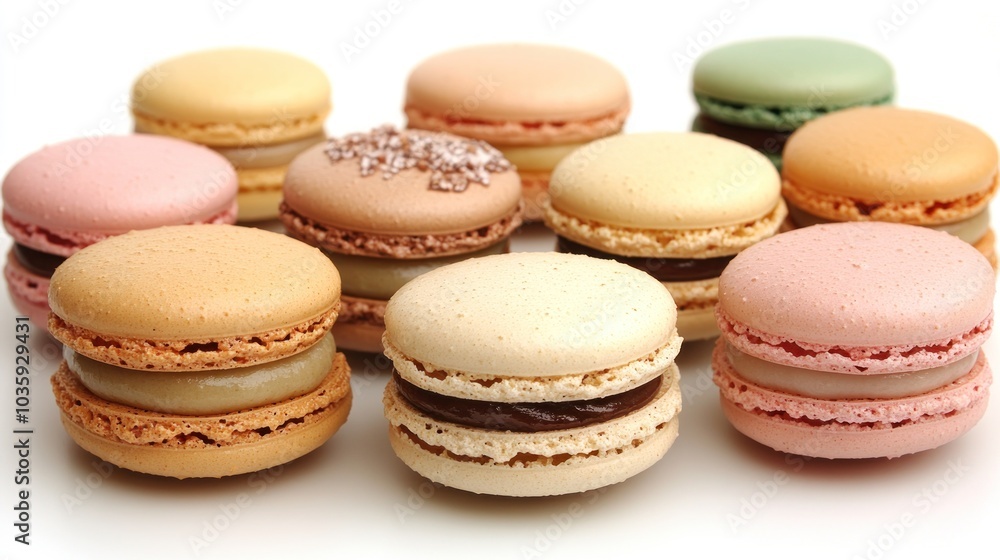 Delightful macarons in various colors showcase the artistry of French pastry-making Delightful macarons in various colors showcase the artistry of French pastry-making