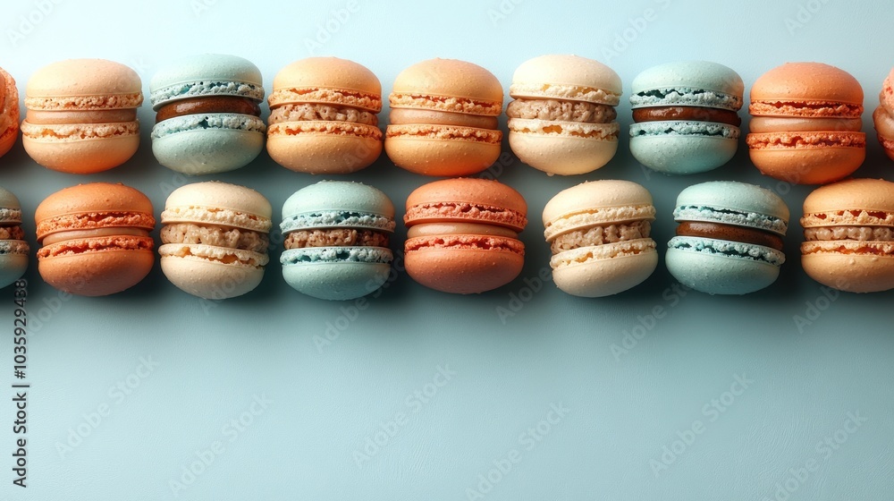 A vibrant selection of macarons displays an enticing blend of flavors and colors A vibrant selection of macarons displays an enticing blend of flavors and colors