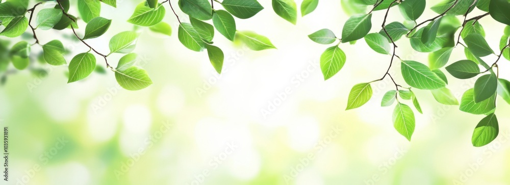 Green leaves on a blurred background with copy space, a banner, and a green nature concept Generative AI Green leaves on a blurred background with copy space, a banner, and a green nature concept Generative AI