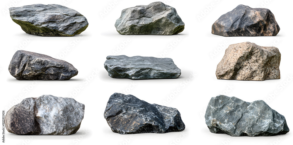 Collection of big rock stones isolated on white background Collection of big rock stones isolated on white background