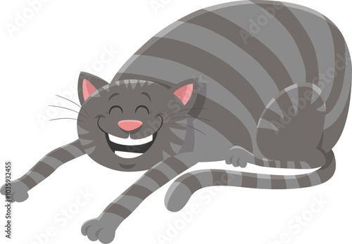 Obraz na plátně happy cartoon tabby cat animal character