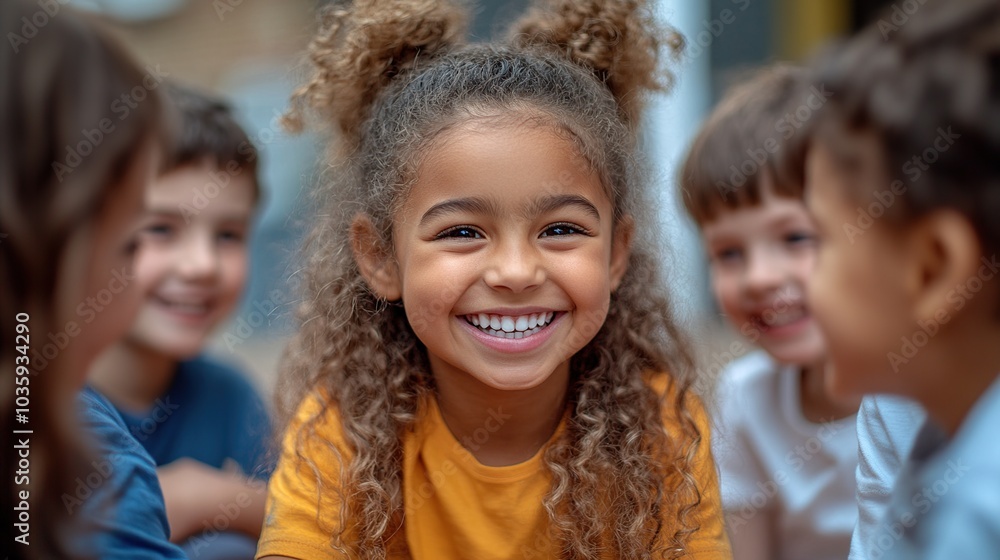 Children smiling and playing together outdoors. Children smiling and playing together outdoors.