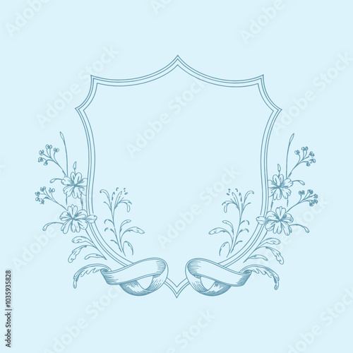 Wedding monogram crest design. Vintage wedding monogram design. Wedding initial.