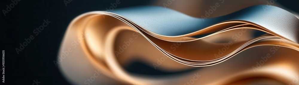 Fototapeta premium Closeup of folded metallic material with soft curves and smooth texture.