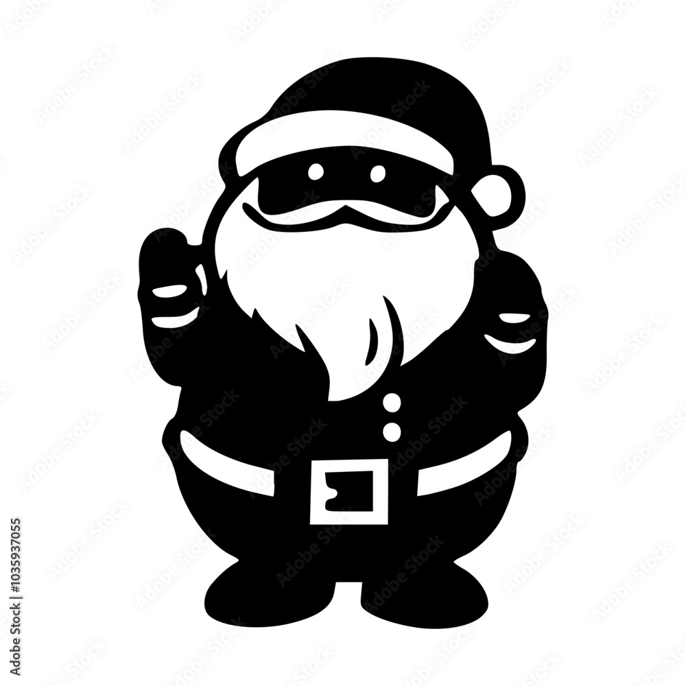 Black-and-white vector illustration of a cheerful Santa Claus with a full beard and hat, perfect for Christmas-themed designs, cards, and holiday decorations. Black-and-white vector illustration of a cheerful Santa Claus with a full beard and hat, perfect for Christmas-themed designs, cards, and holiday decorations.