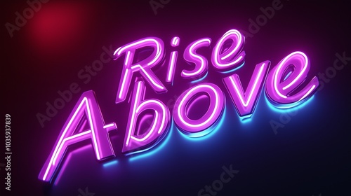 "Rise Above" in bold, sharp font with dynamic gradients on a sleek, minimal background.