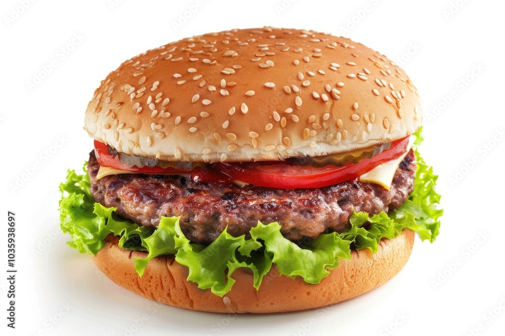 Classic hamburger stock photo isolated in white burger Classic hamburger stock photo isolated in white burger